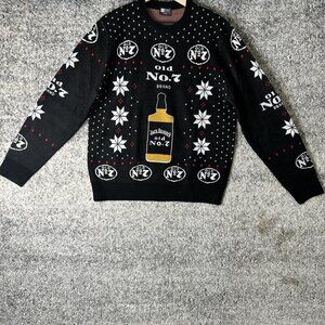 Jack Daniel's Sweater Mens Large Black Christmas Ugly Old No. 7 Bottle Logo NWOT